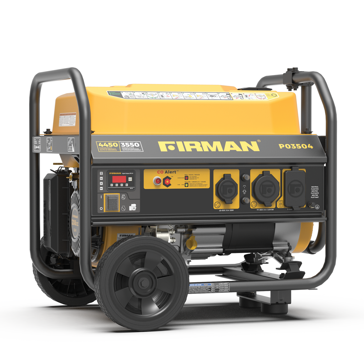 Gas Portable Generator 4450W Recoil Start 120V with CO alert