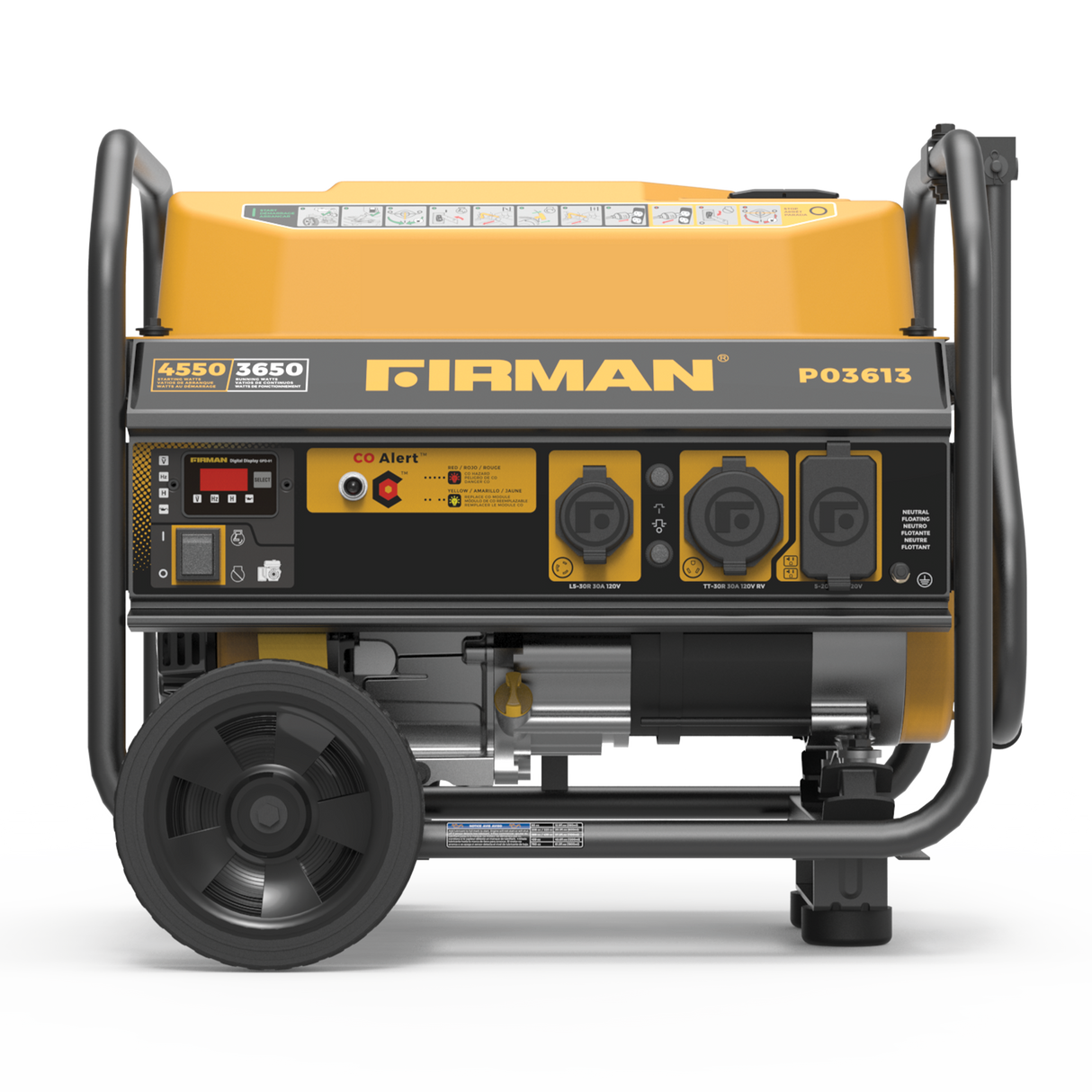 Gas Portable Generator 4550W Recoil Start 120V with CO Alert