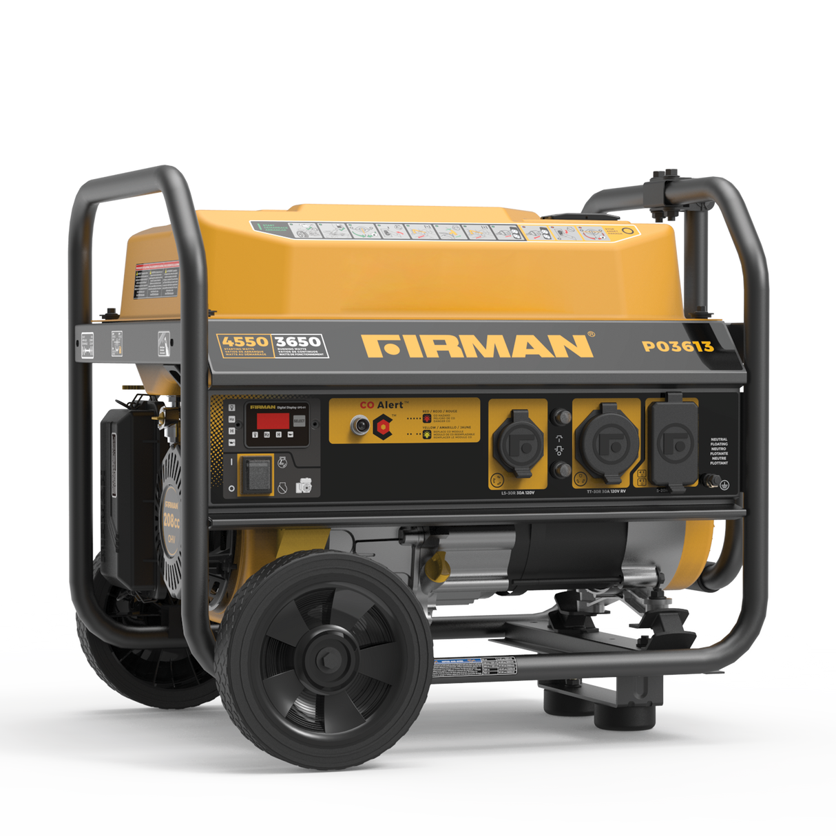 Gas Portable Generator 4550W Recoil Start 120V with CO Alert
