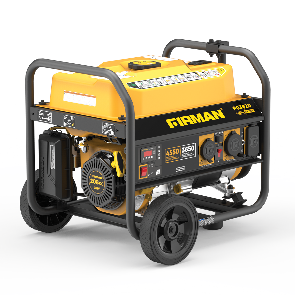 Gas Portable Generator 4550W Recoil Start 120/240V