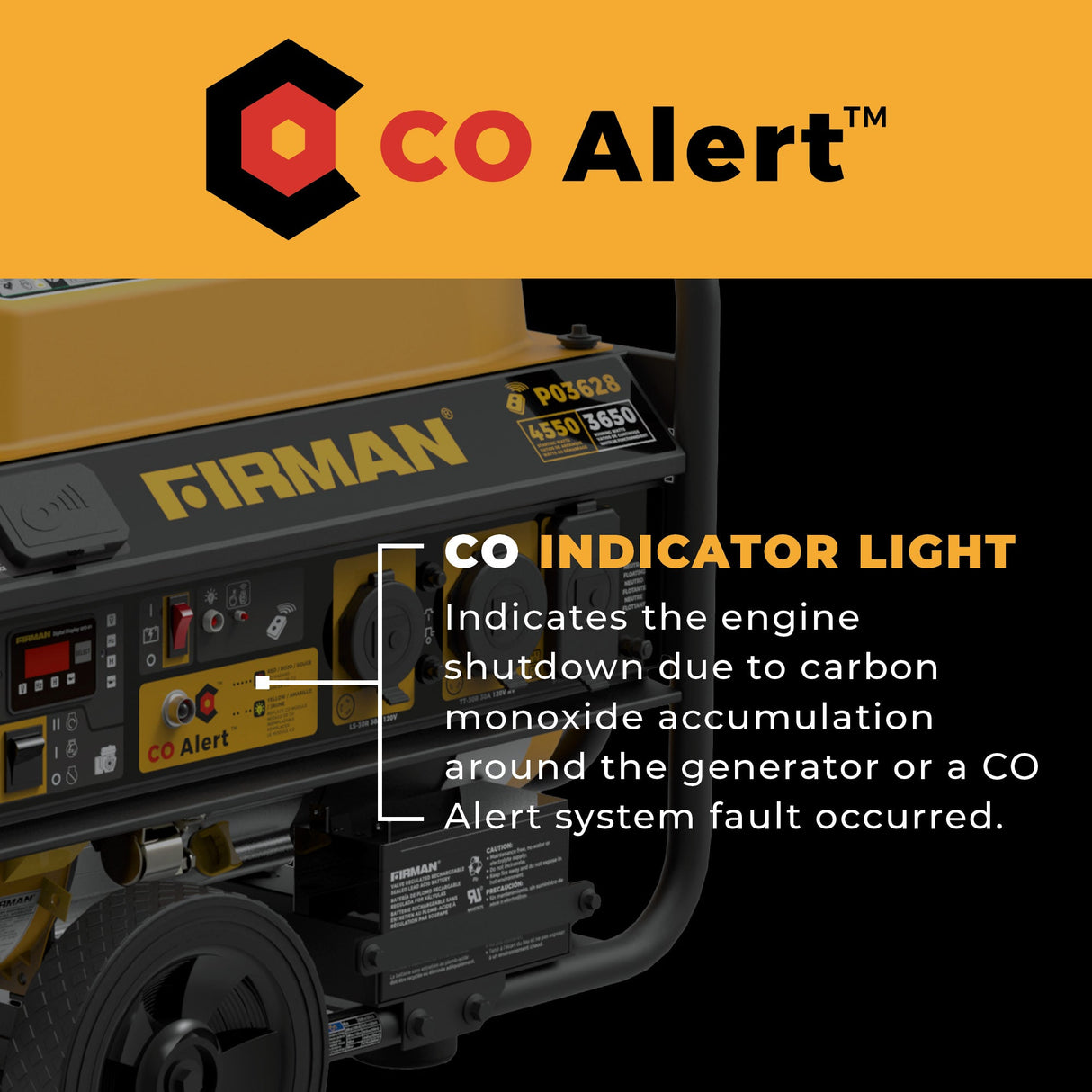 Gas Portable Generator 4550W Remote Start with CO Alert