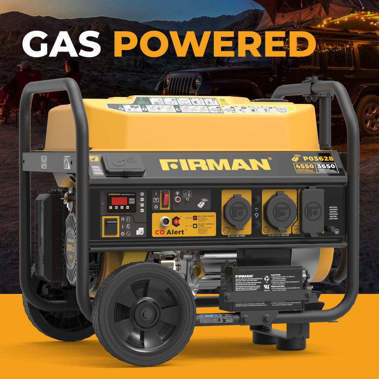Gas Portable Generator 4550W Remote Start with CO Alert