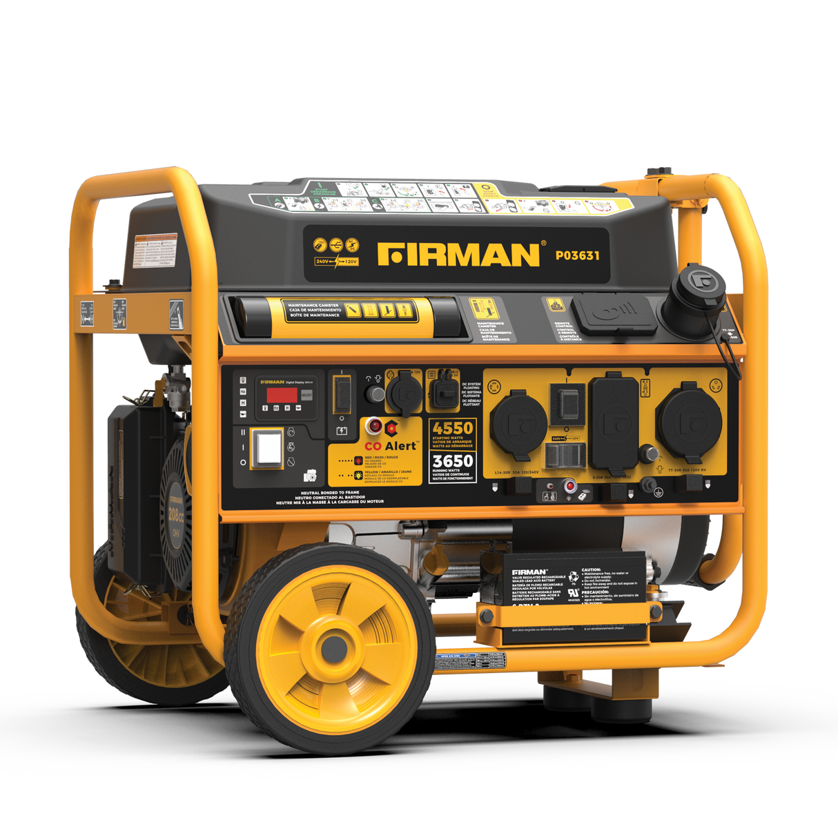 Gas Portable Generator 4550W Remote Start 120/240V with CO alert