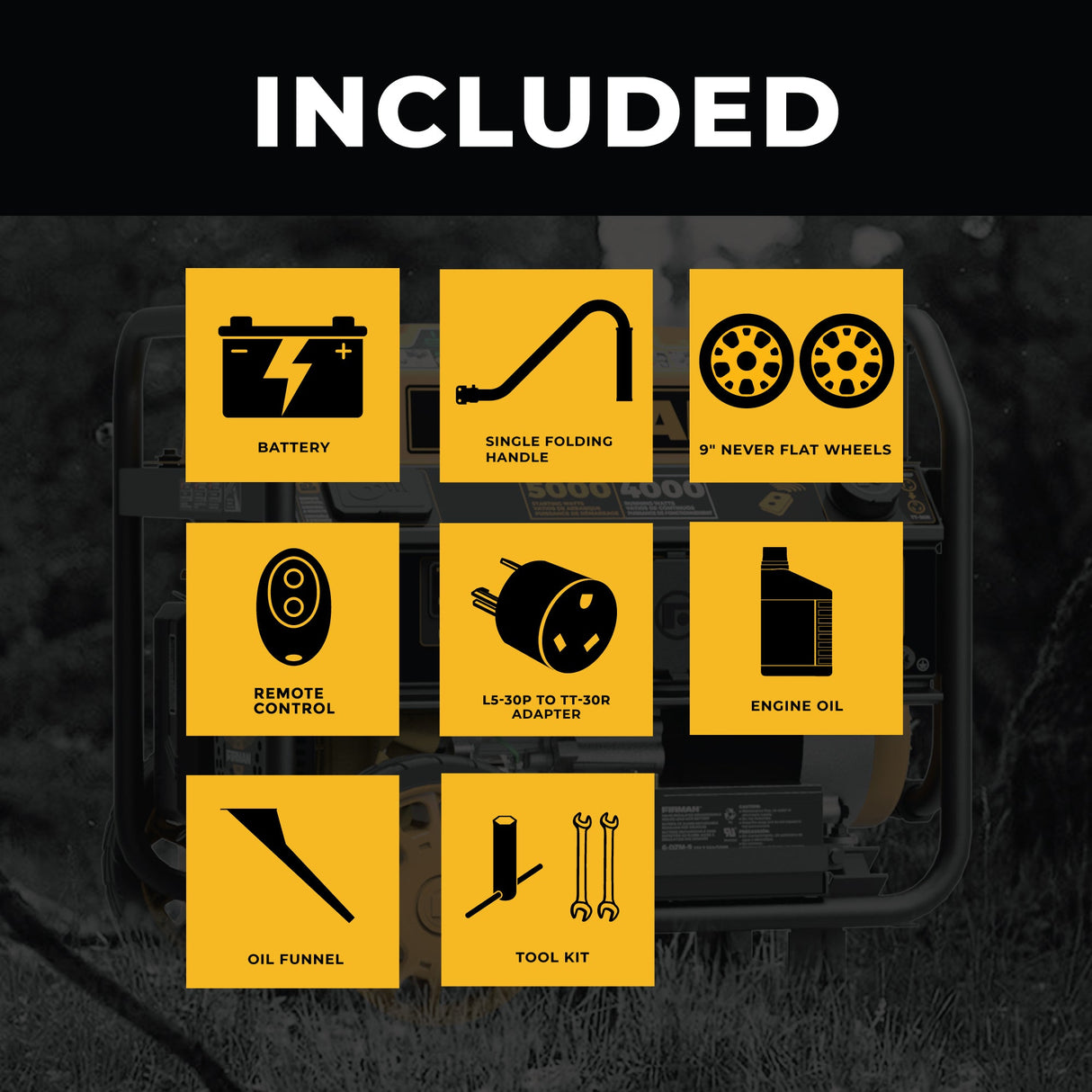 Gas Portable Generator 5000W Remote Start 120V