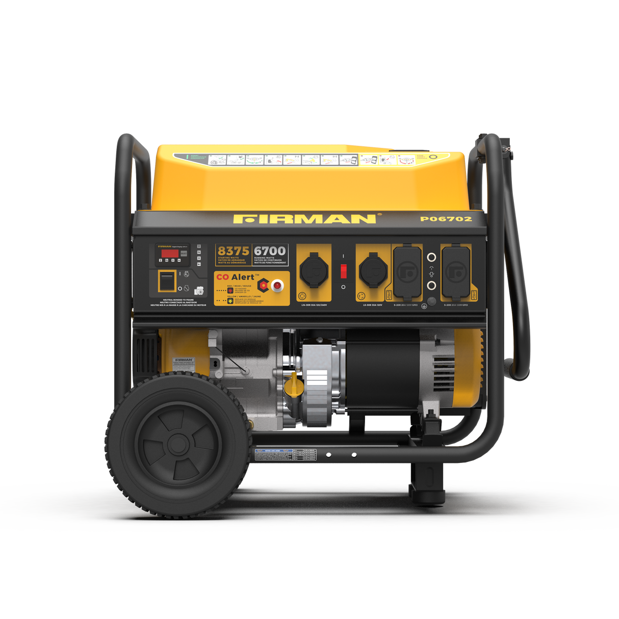 Gas Portable Generator 8375W Recoil Start 120/240V With CO Alert
