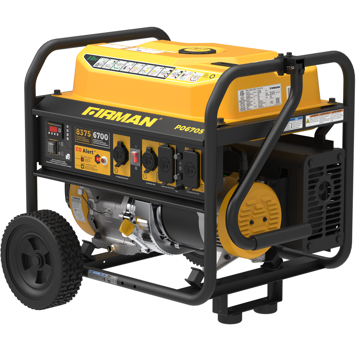 Gas Portable Generator 8375W Recoil Start 120/240V With CO Alert