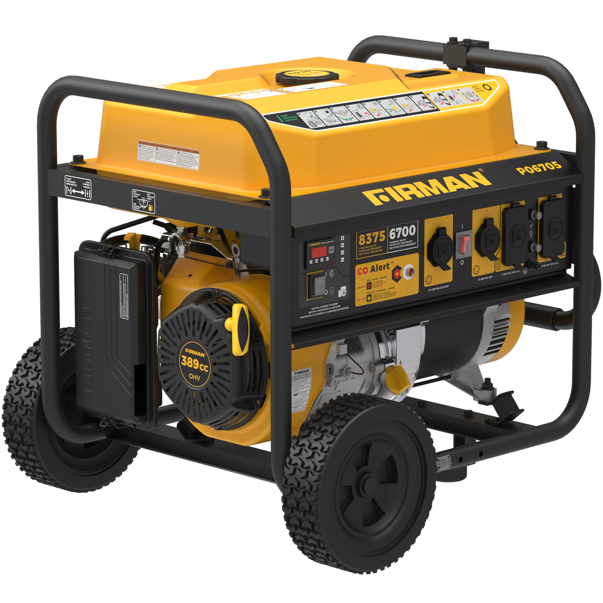Gas Portable Generator 8375W Recoil Start 120/240V With CO Alert