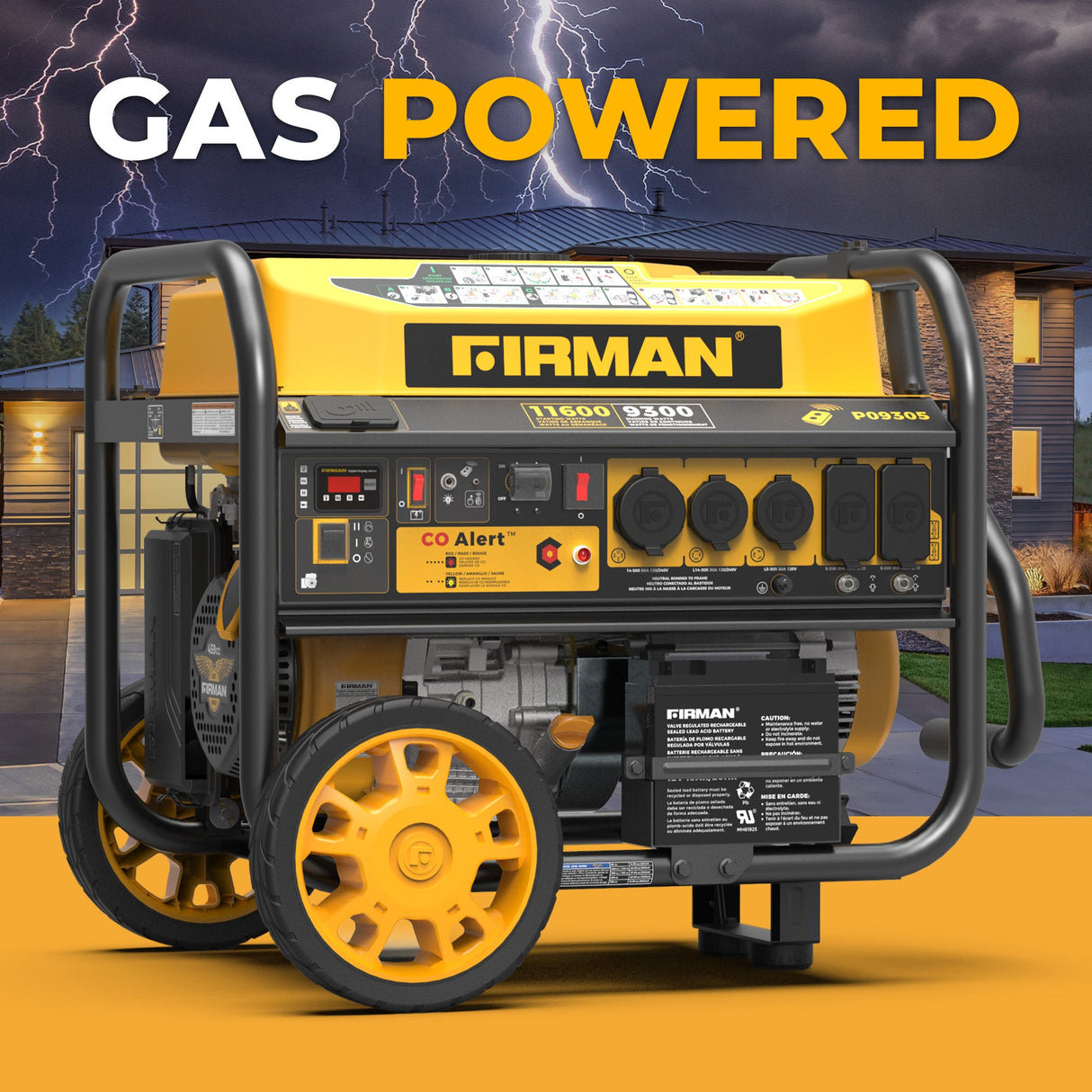 GAS PORTABLE GENERATOR 11600W REMOTE START 120/240V WITH CO ALERT