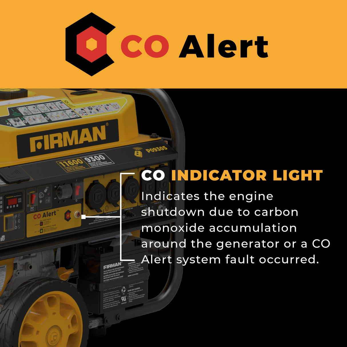 GAS PORTABLE GENERATOR 11600W REMOTE START 120/240V WITH CO ALERT