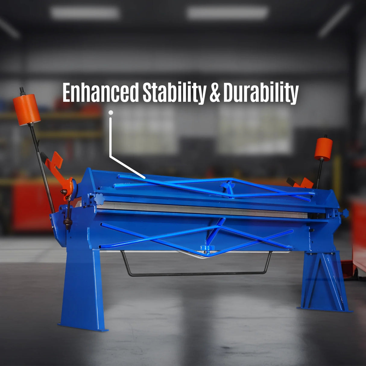 MechMaxx 100-inch Manual Sheet Metal Brake - 12 Gauge Bending Capacity, Adjustable Fingers, 8 Ft. Heavy-Duty Steel Construction, Precision Bending for Box and Pan PB10012