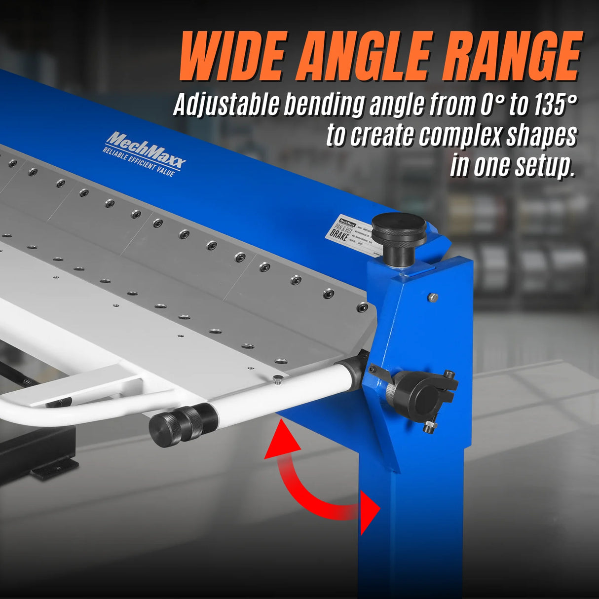 MechMaxx 50-Inch Foot Clamp Pan and Box Brake, Industrial Heavy Duty Sheet Metal Folding Machine, 0–135° Bending Angle, 1.9" Clamping Lift, 2" Box Depth PB2A5014