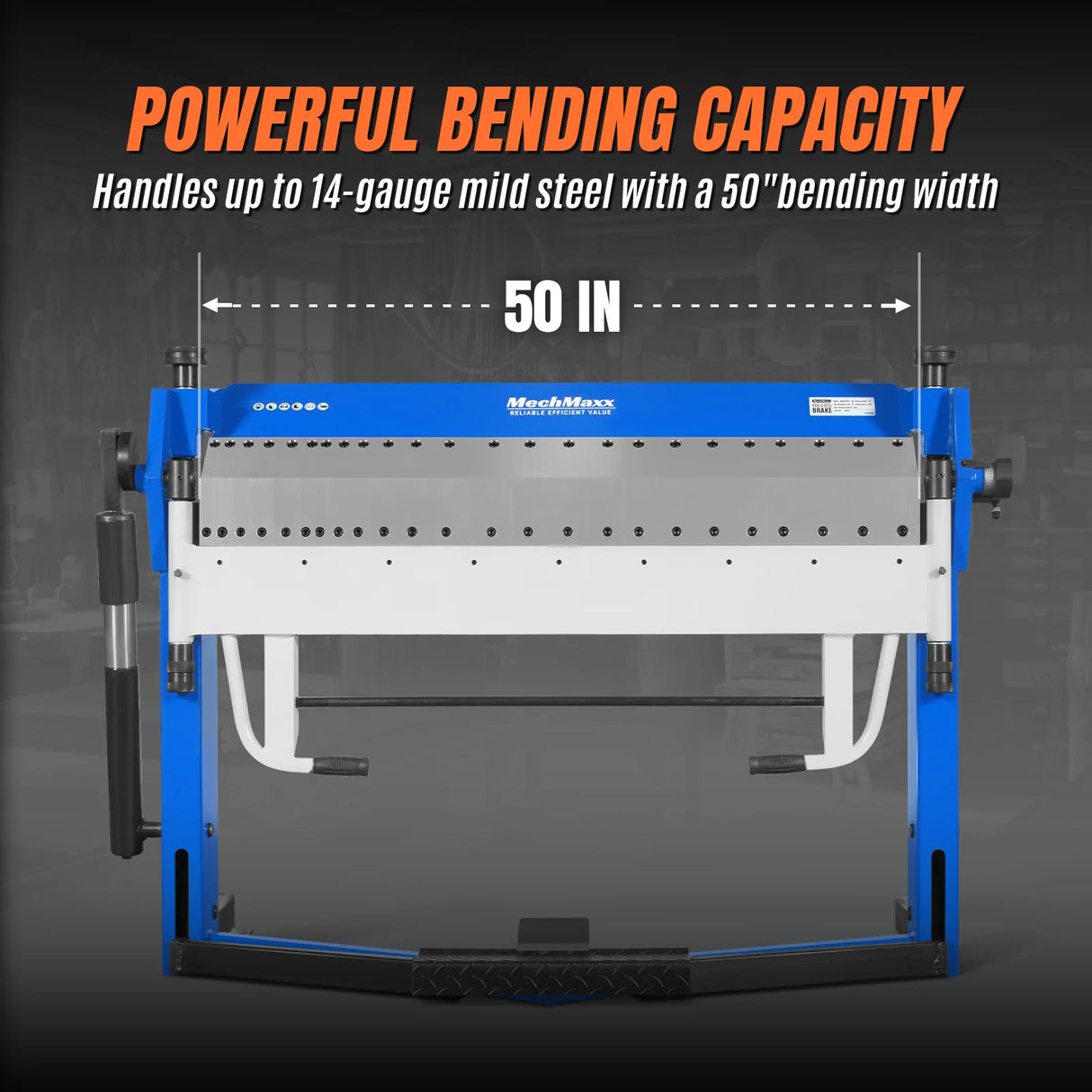 MechMaxx 50-Inch Foot Clamp Pan and Box Brake, Industrial Heavy Duty Sheet Metal Folding Machine, 0–135° Bending Angle, 1.9" Clamping Lift, 2" Box Depth PB2A5014