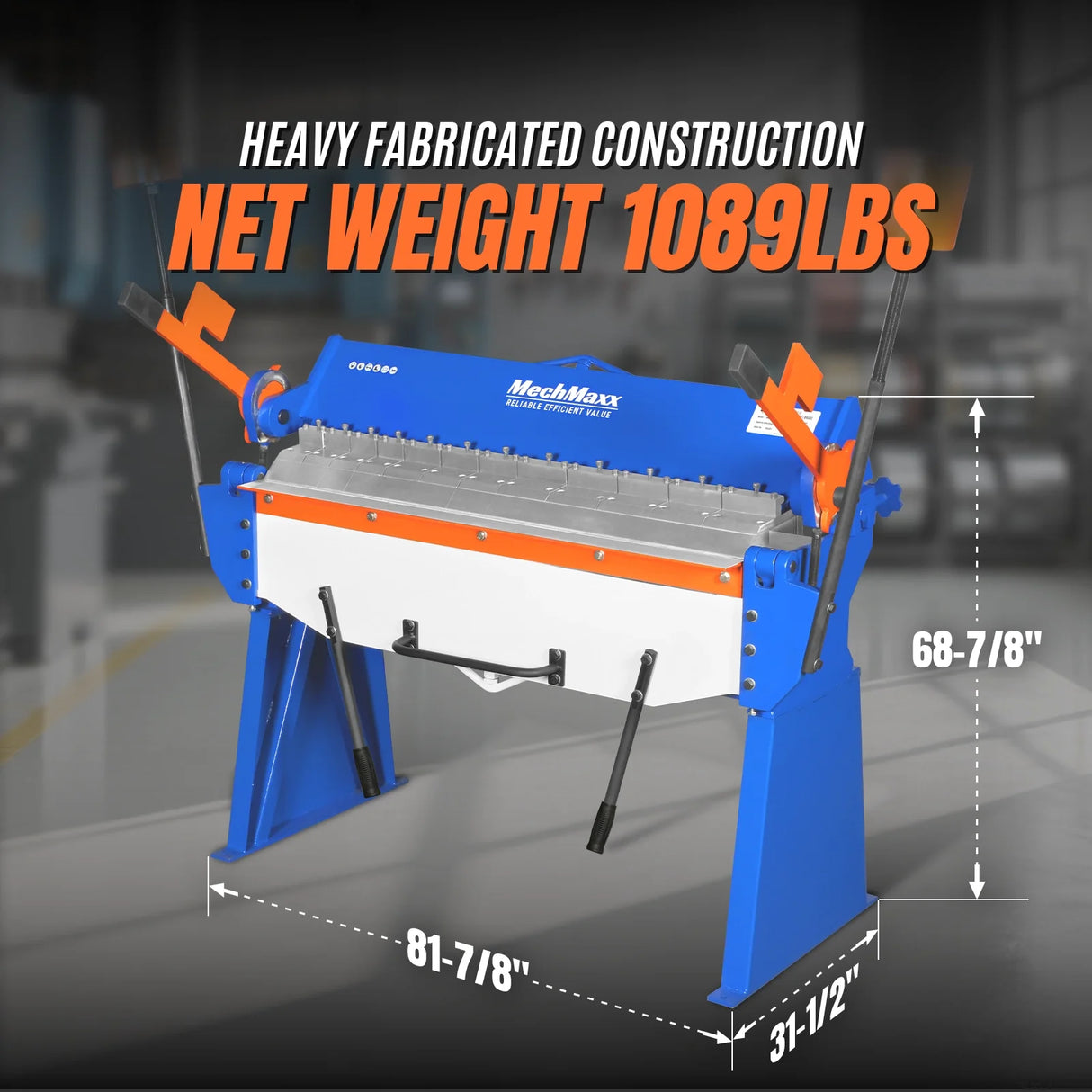 MechMaxx 48” Manual Pan and Box Brake - Heavy Duty, Durable Construction, 12 Gauge Mild Steel, 135° Bending Angle, Individual Bending Fingers" PB4812