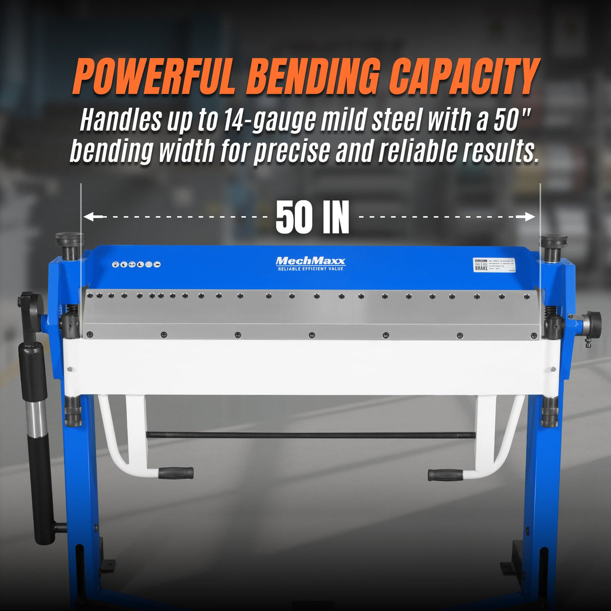 MechMaxx 50-Inch Foot Clamp Pan and Box Brake, Light Duty Sheet Metal Folding Machine, 0–135° Bending Angle, 1.9" Clamping Lift, 2" Box Depth PBA5014