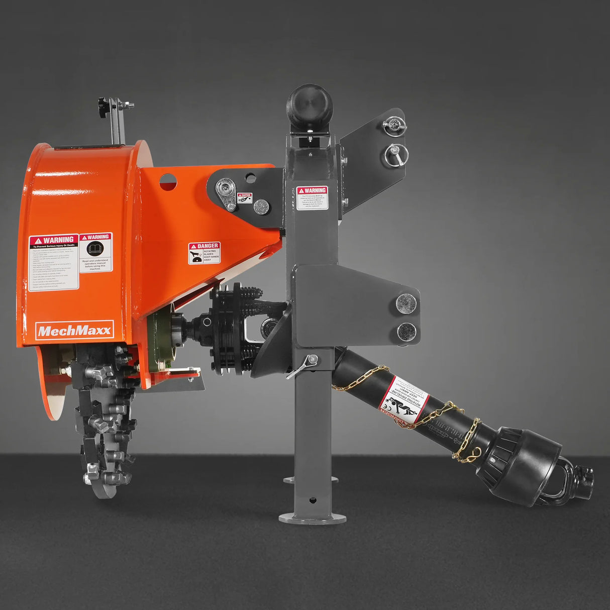 MechMaxx 3-Point PTO Stump Grinder with 44 Carbide Teeth (PTO Shaft Included with Slip Clutch), for 35-80HP Tractor, SG28 – Orange
