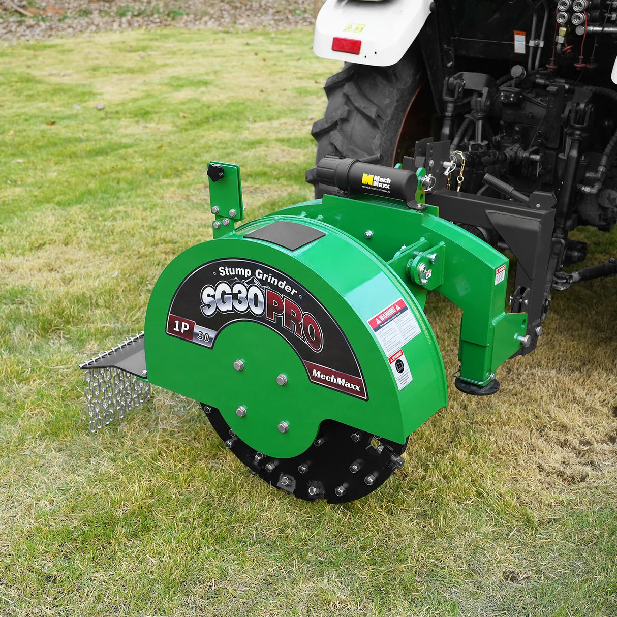 MechMaxx 3-Point PTO Stump Grinder, 30 in Flywheel, 40-100HP, with 44 Carbide Teeth (PTO Shaft Included with Slip Clutch), SG30PRO – Green