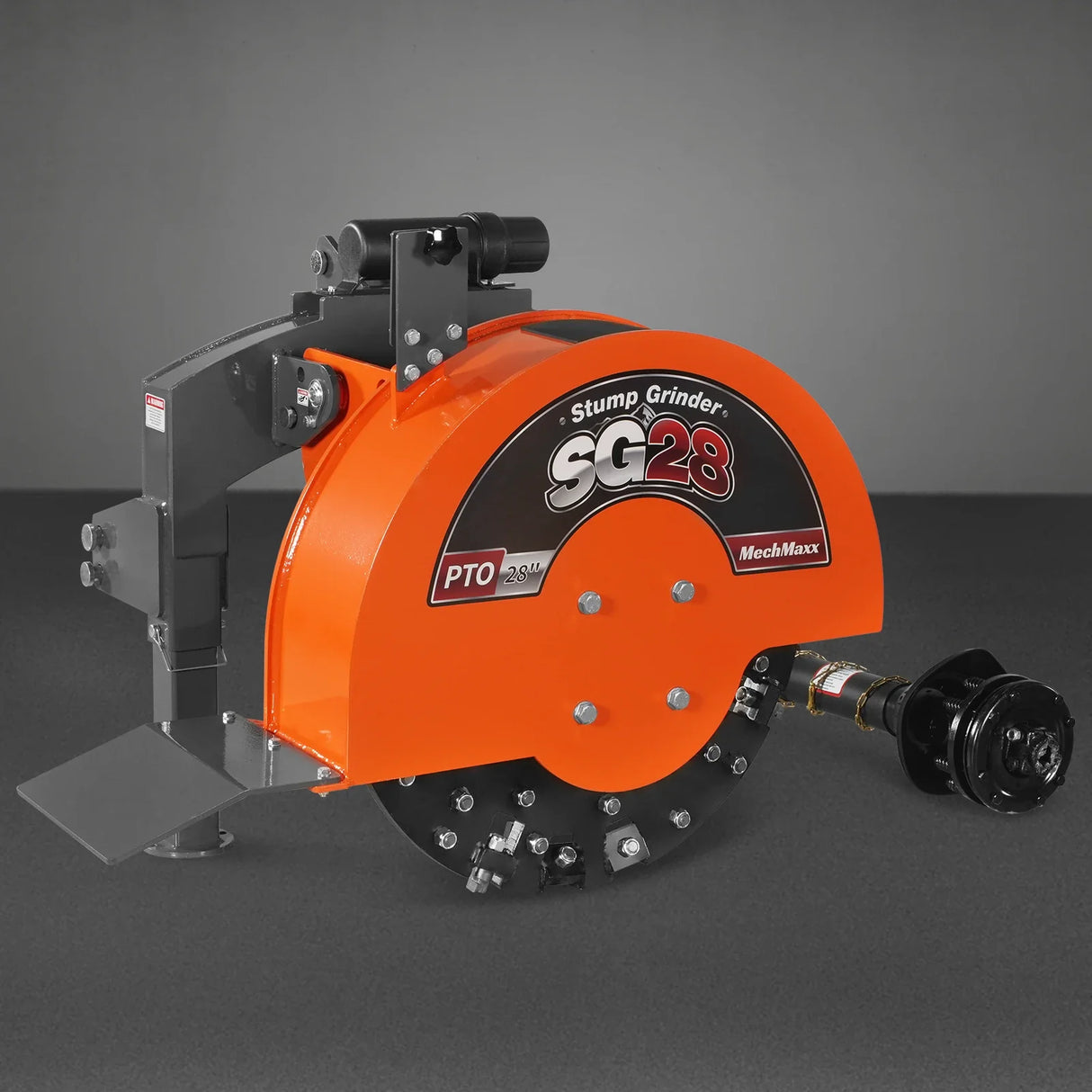 MechMaxx 3-Point PTO Stump Grinder with 44 Carbide Teeth (PTO Shaft Included with Slip Clutch), for 35-80HP Tractor, SG28 – Orange