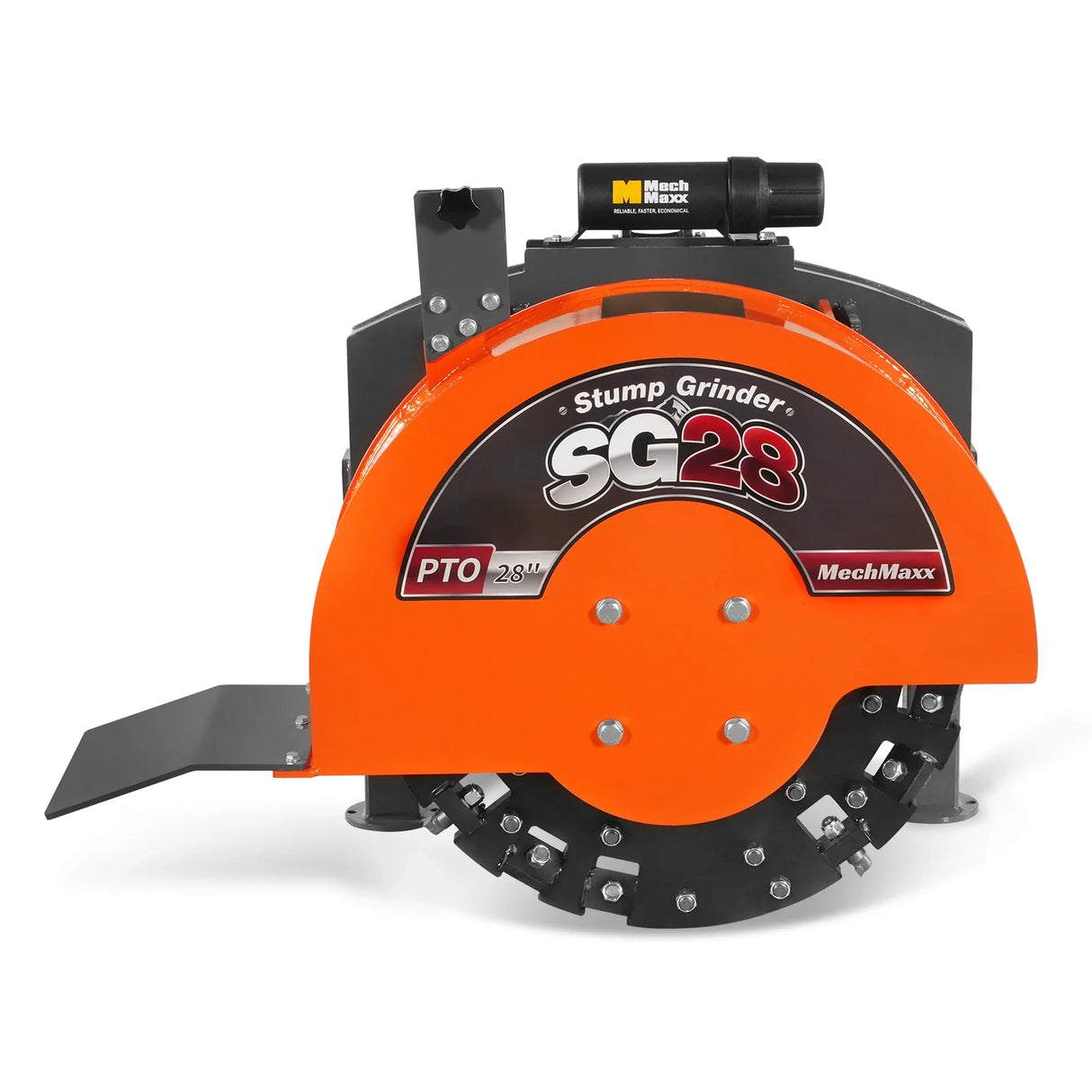 MechMaxx 3-Point PTO Stump Grinder with 44 Carbide Teeth (PTO Shaft Included with Slip Clutch), for 35-80HP Tractor, SG28 – Orange