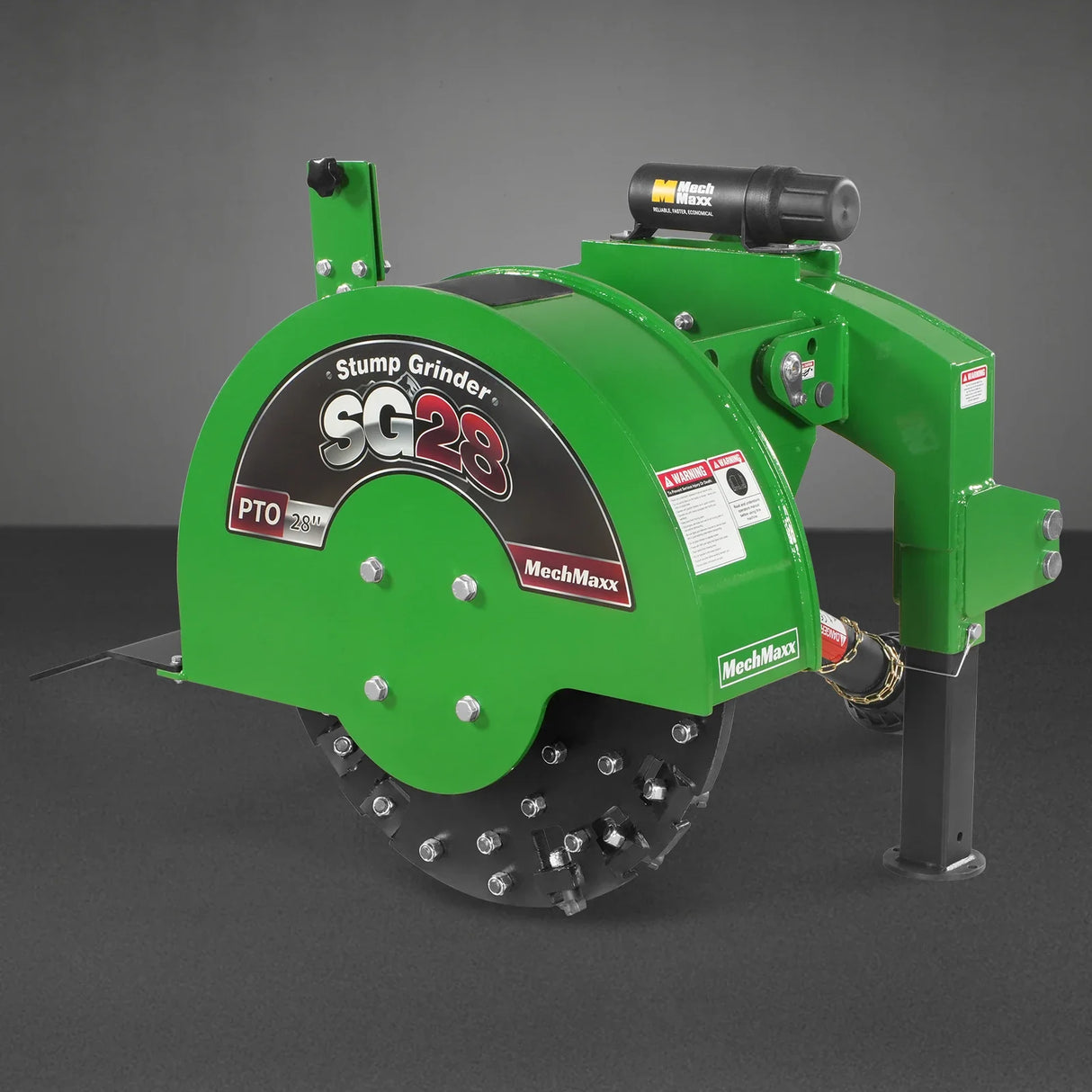 MechMaxx 3-Point PTO Stump Grinder with 44 Carbide Teeth (PTO Shaft Included with Slip Clutch), for 35-80HP Tractor, SG28 – Green