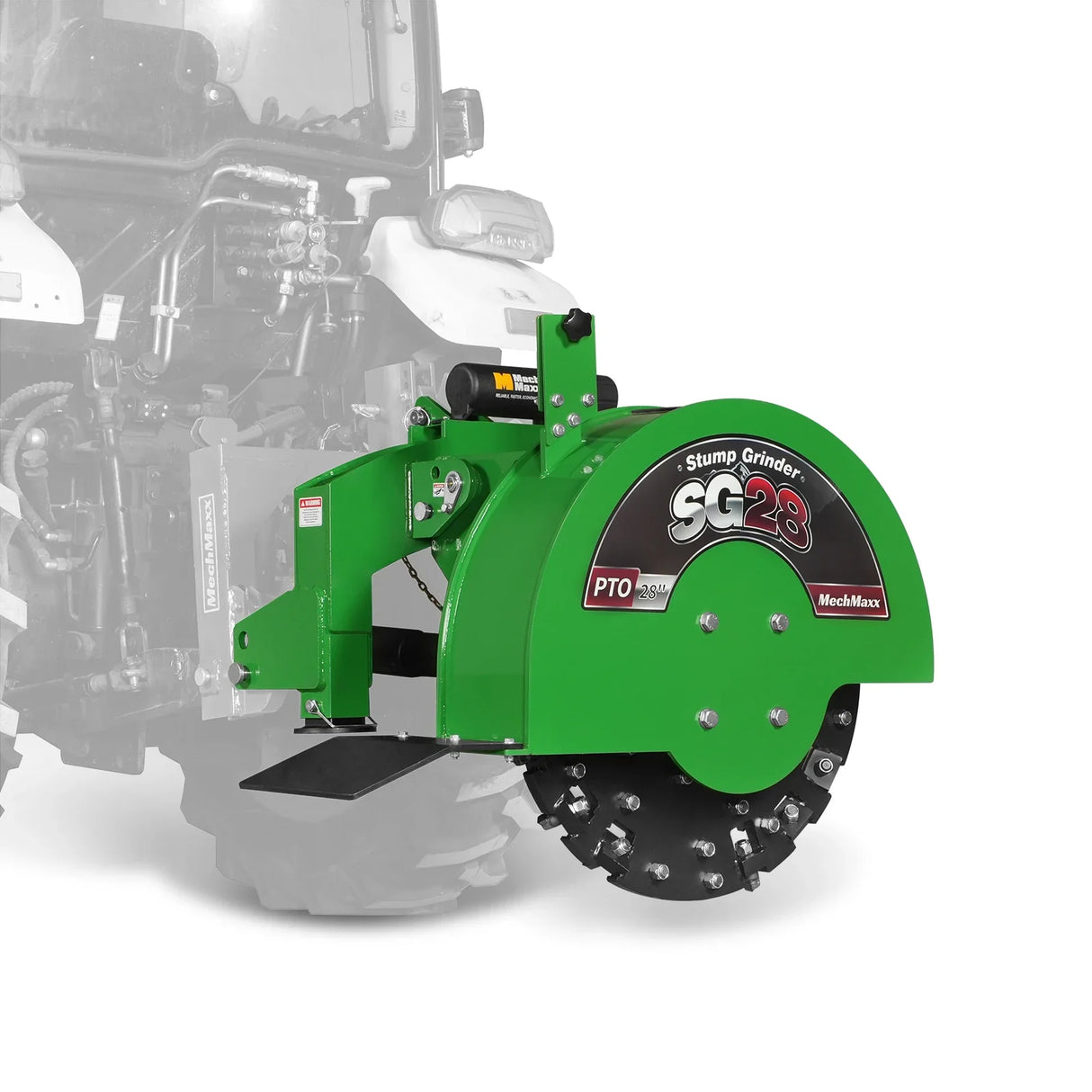 MechMaxx 3-Point PTO Stump Grinder with 44 Carbide Teeth (PTO Shaft Included with Slip Clutch), for 35-80HP Tractor, SG28 – Green