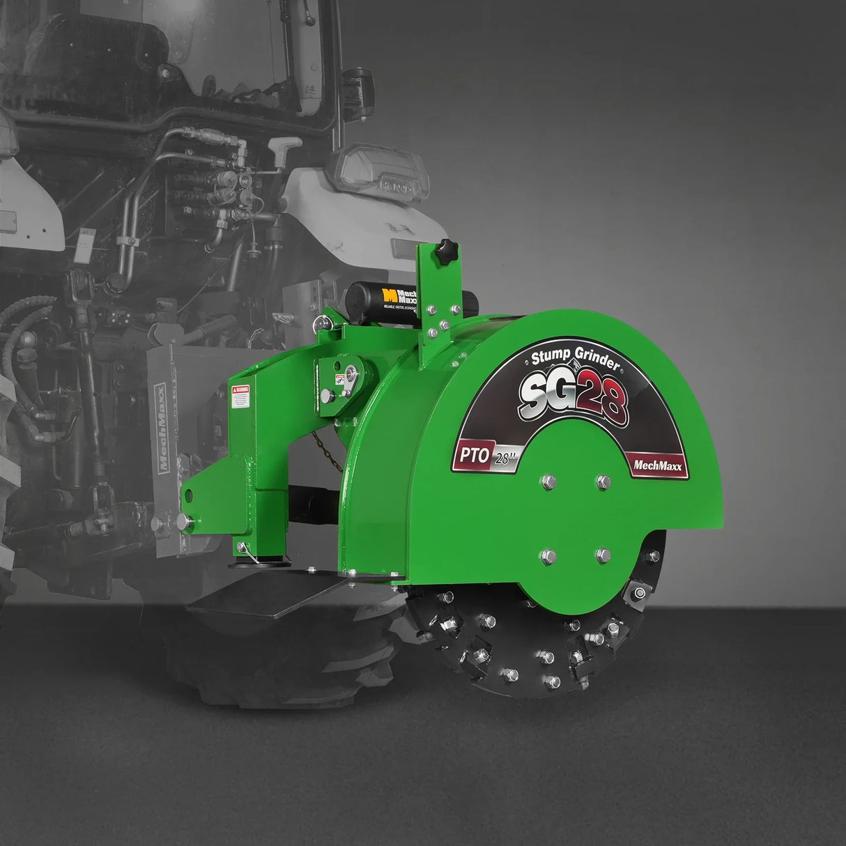 MechMaxx 3-Point PTO Stump Grinder with 44 Carbide Teeth (PTO Shaft Included with Slip Clutch), for 35-80HP Tractor, SG28 – Green