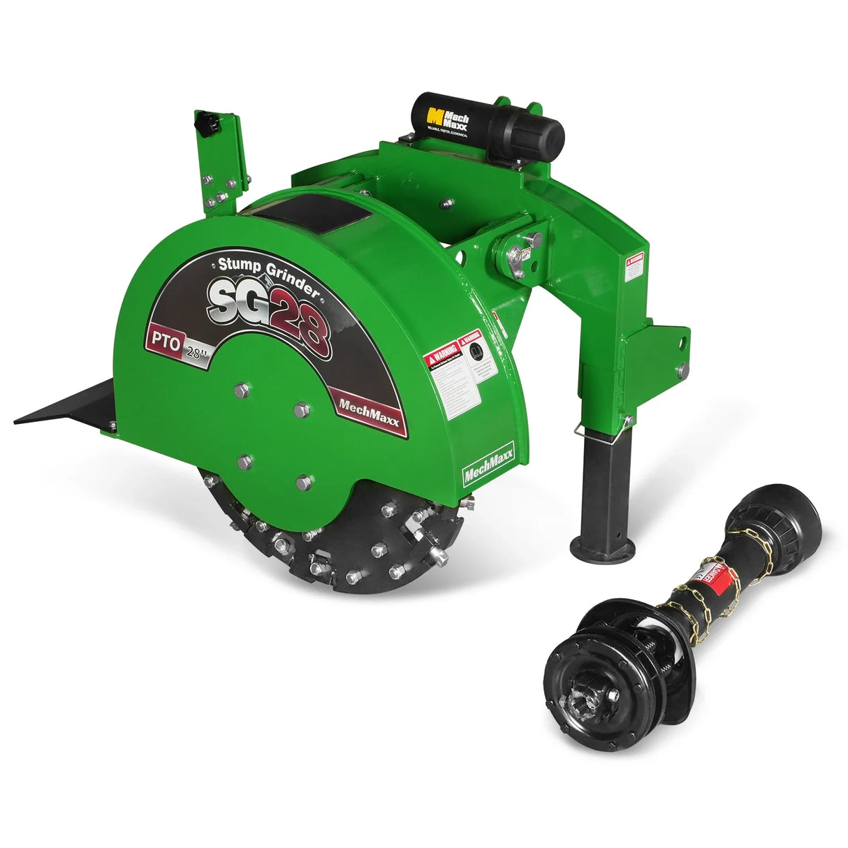 MechMaxx 3-Point PTO Stump Grinder with 44 Carbide Teeth (PTO Shaft Included with Slip Clutch), for 35-80HP Tractor, SG28 – Green