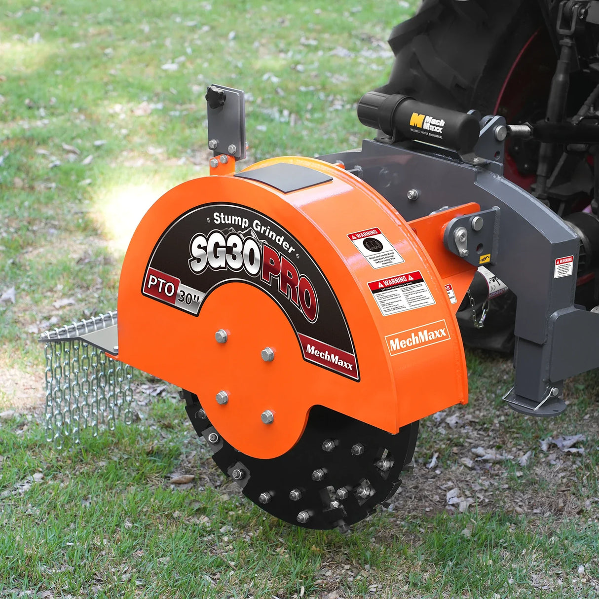 MechMaxx 3-Point PTO Stump Grinder, 30 in Flywheel, 40-100HP, with 44 Carbide Teeth (PTO Shaft Included with Slip Clutch), SG30PRO – Orange