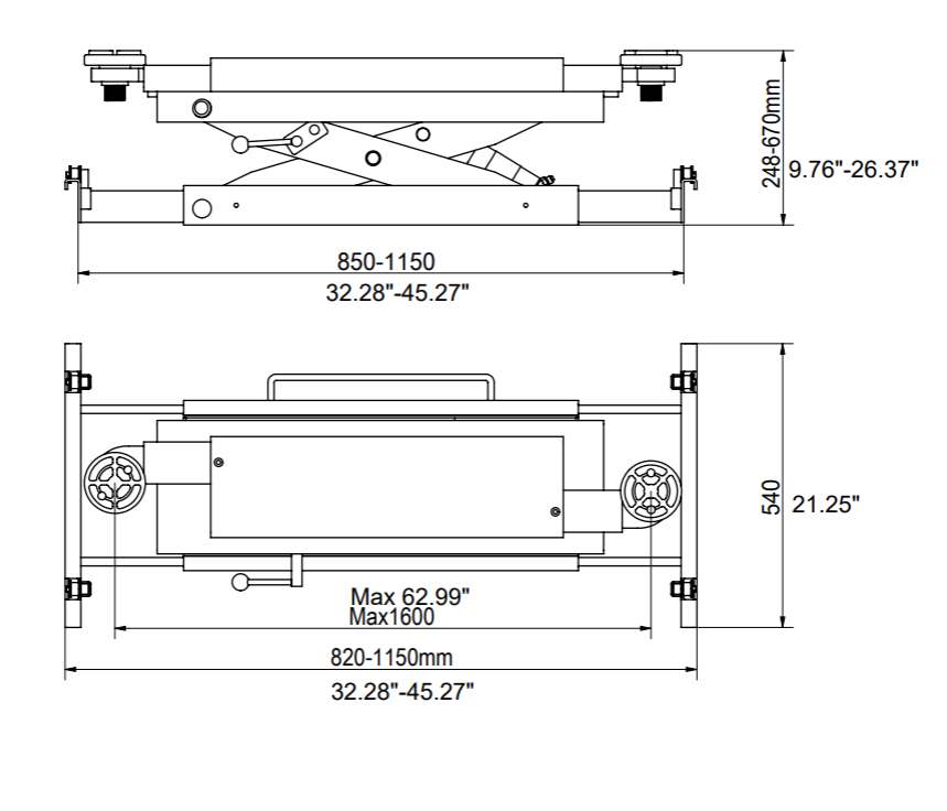 Olympic Equipment 6,000 lb Center Bridge Jack for 4-Post Lifts JVCJ-6