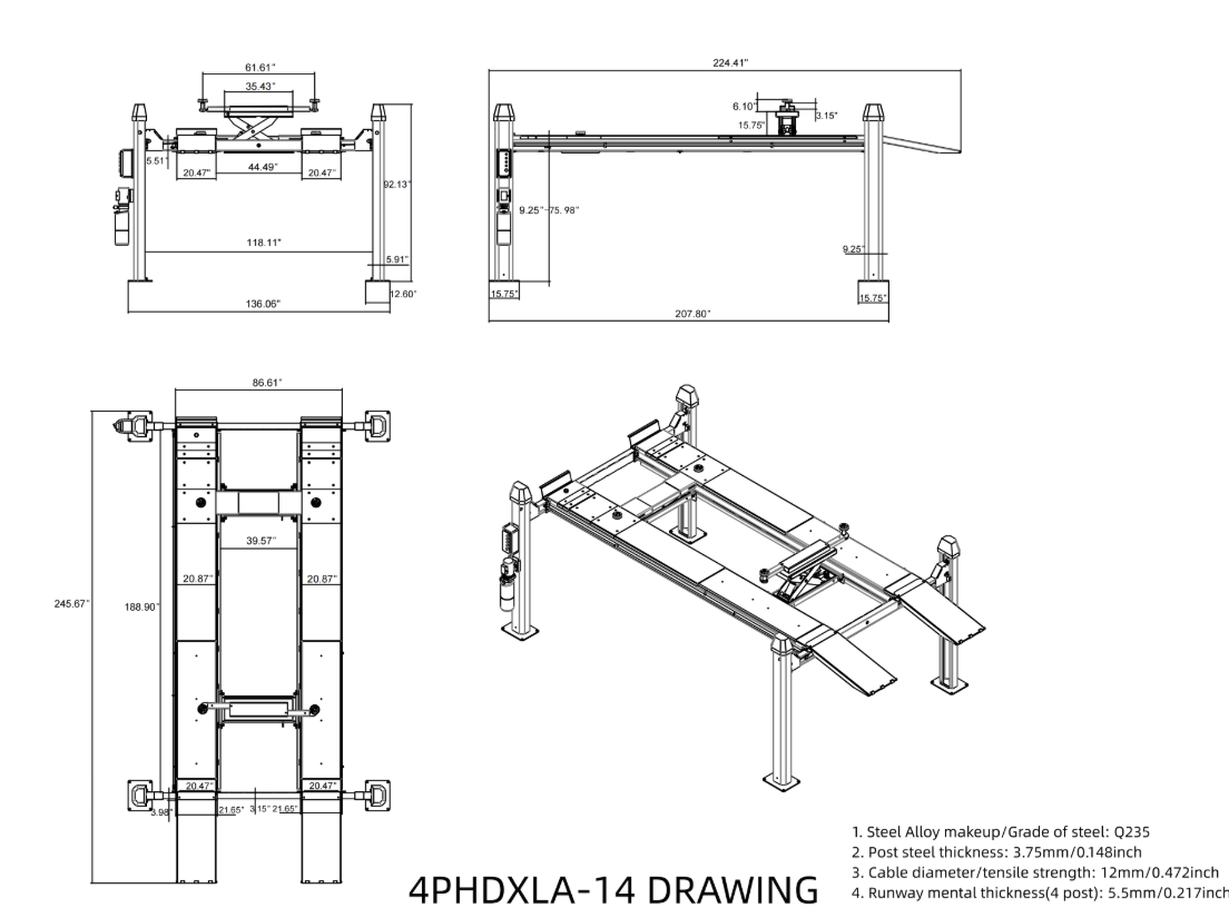 Olympic Equipment 14,000 lb 4-Post Alignment Lift 4PHDXLA-14