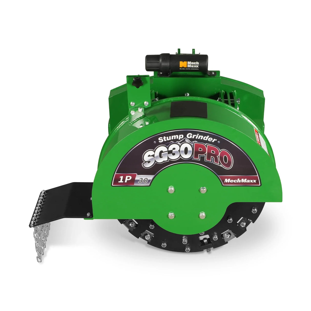 MechMaxx 3-Point PTO Stump Grinder, 30 in Flywheel, 40-100HP, with 44 Carbide Teeth (PTO Shaft Included with Slip Clutch), SG30PRO – Green