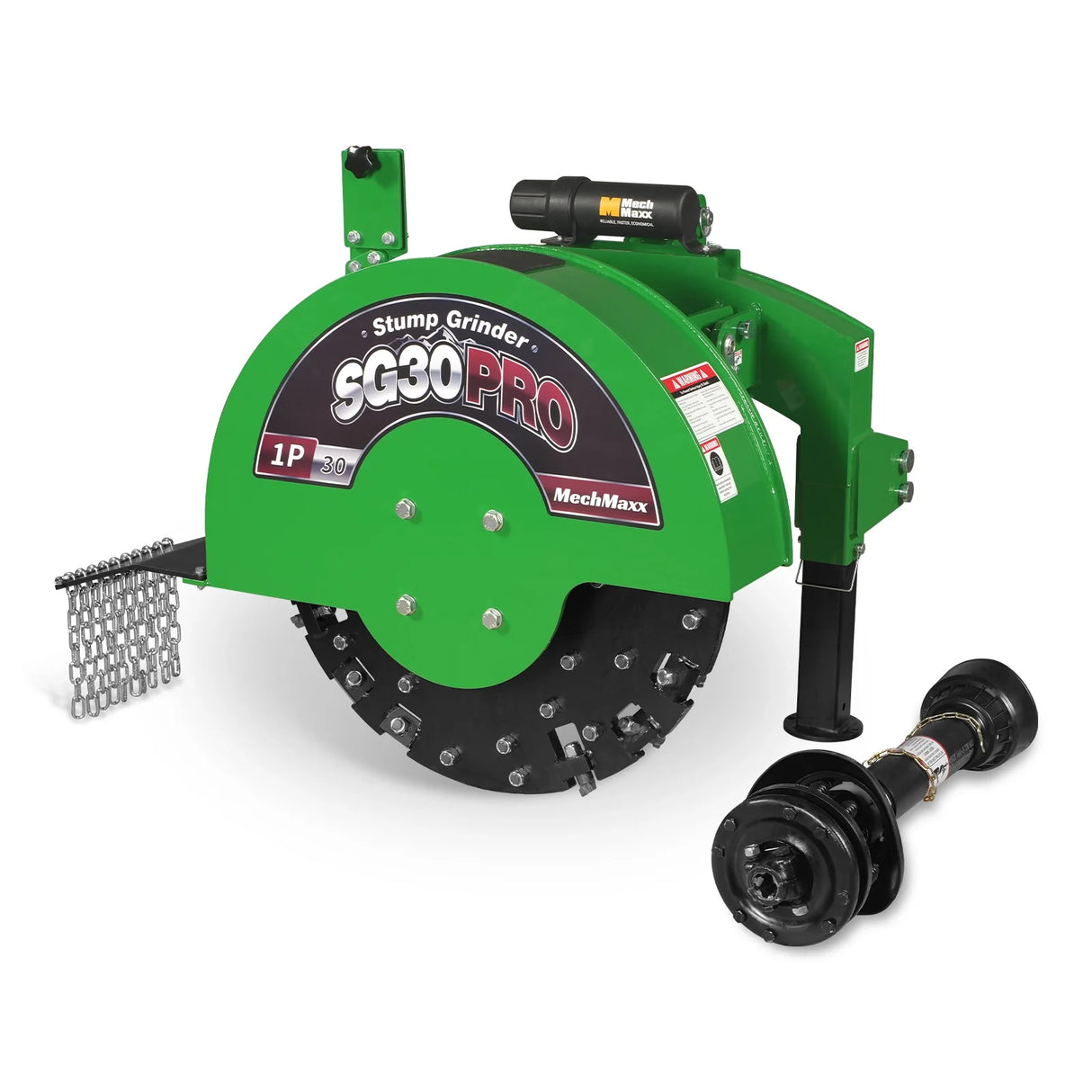 MechMaxx 3-Point PTO Stump Grinder, 30 in Flywheel, 40-100HP, with 44 Carbide Teeth (PTO Shaft Included with Slip Clutch), SG30PRO – Green