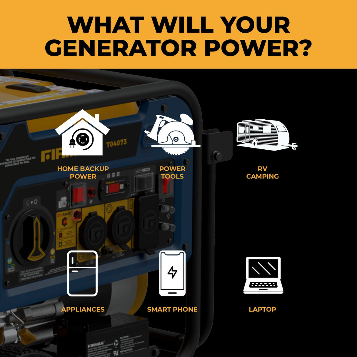 Tri Fuel Portable Generator 4000W Electric Start 120/240V with CO ALERT
