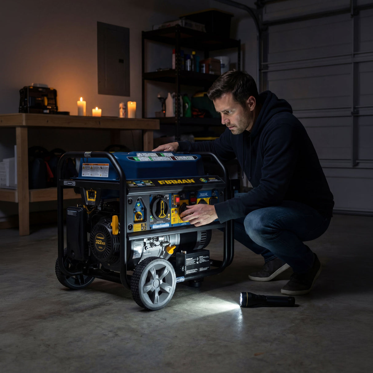 Tri Fuel Portable Generator 7850/6300W Electric Start Gas CO Alert