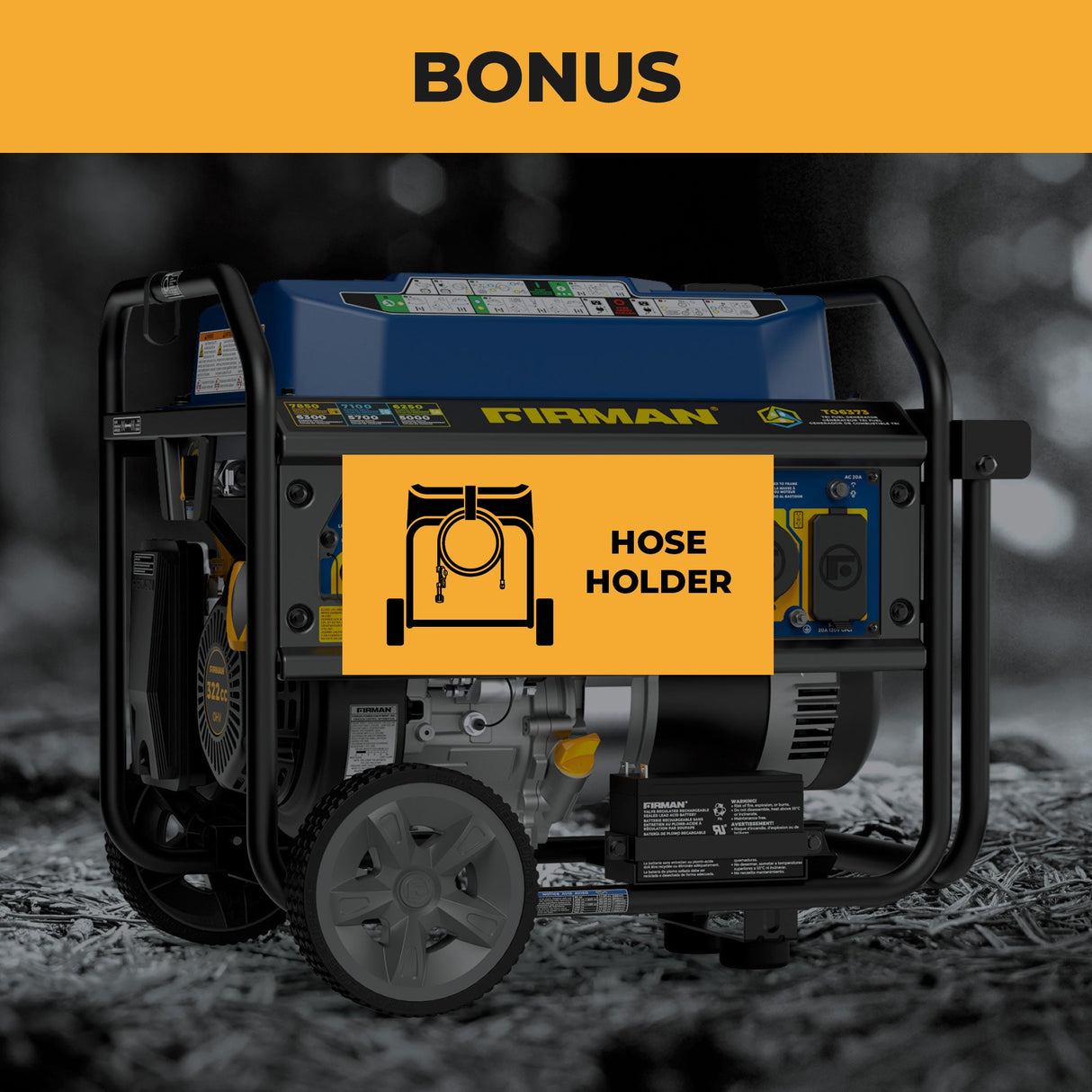 Tri Fuel Portable Generator 7850/6300W Electric Start Gas CO Alert