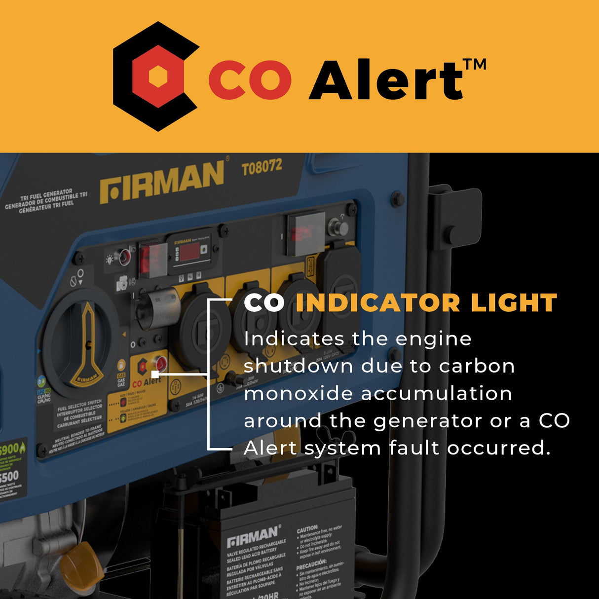 Tri Fuel 8000W Portable Generator Electric Start 120/240V with CO ALERT
