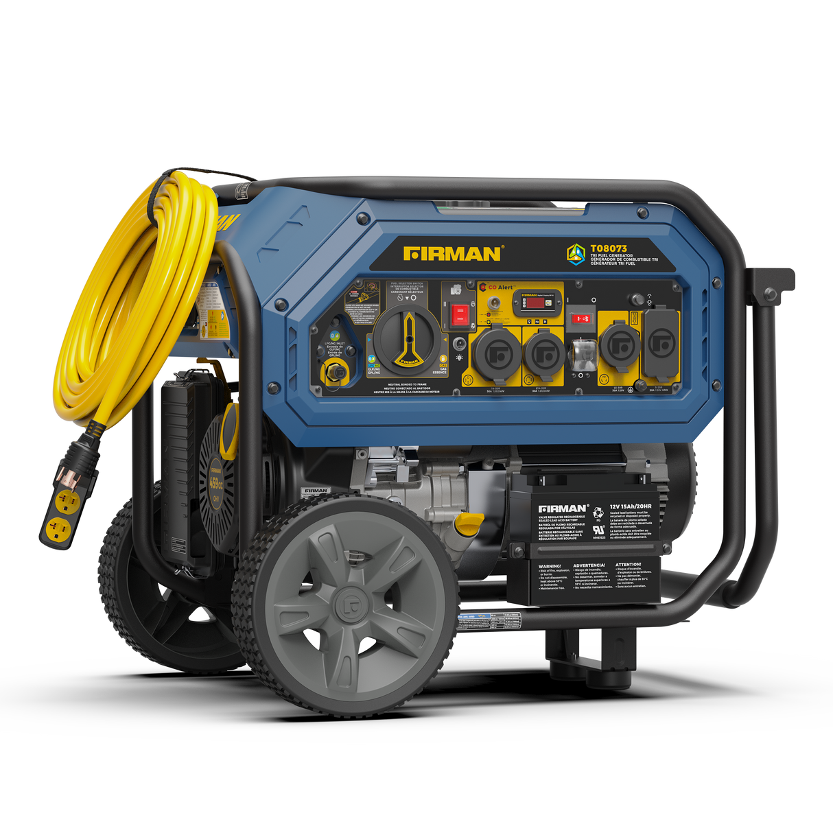 Tri Fuel Portable Generator 10000/8000W Electric Start With CO Alert