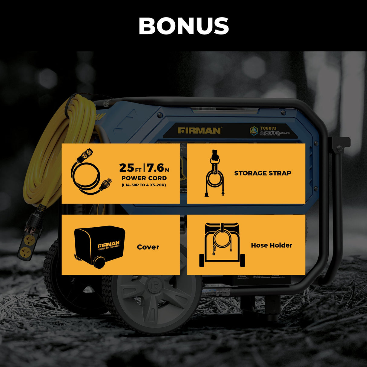 Tri Fuel Portable Generator 10000/8000W Electric Start With CO Alert