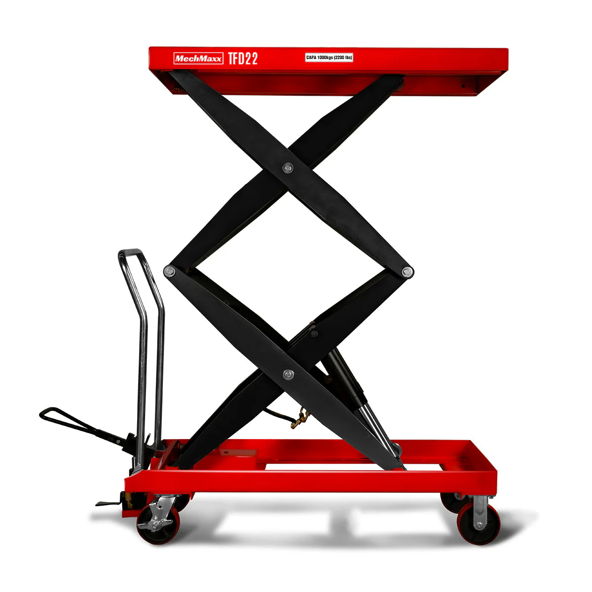 Mobile Double Scissor Lift Table Cart 2200lbs Capacity, Platform Size, 47.2" x 24", Height 66.9" , TFD22