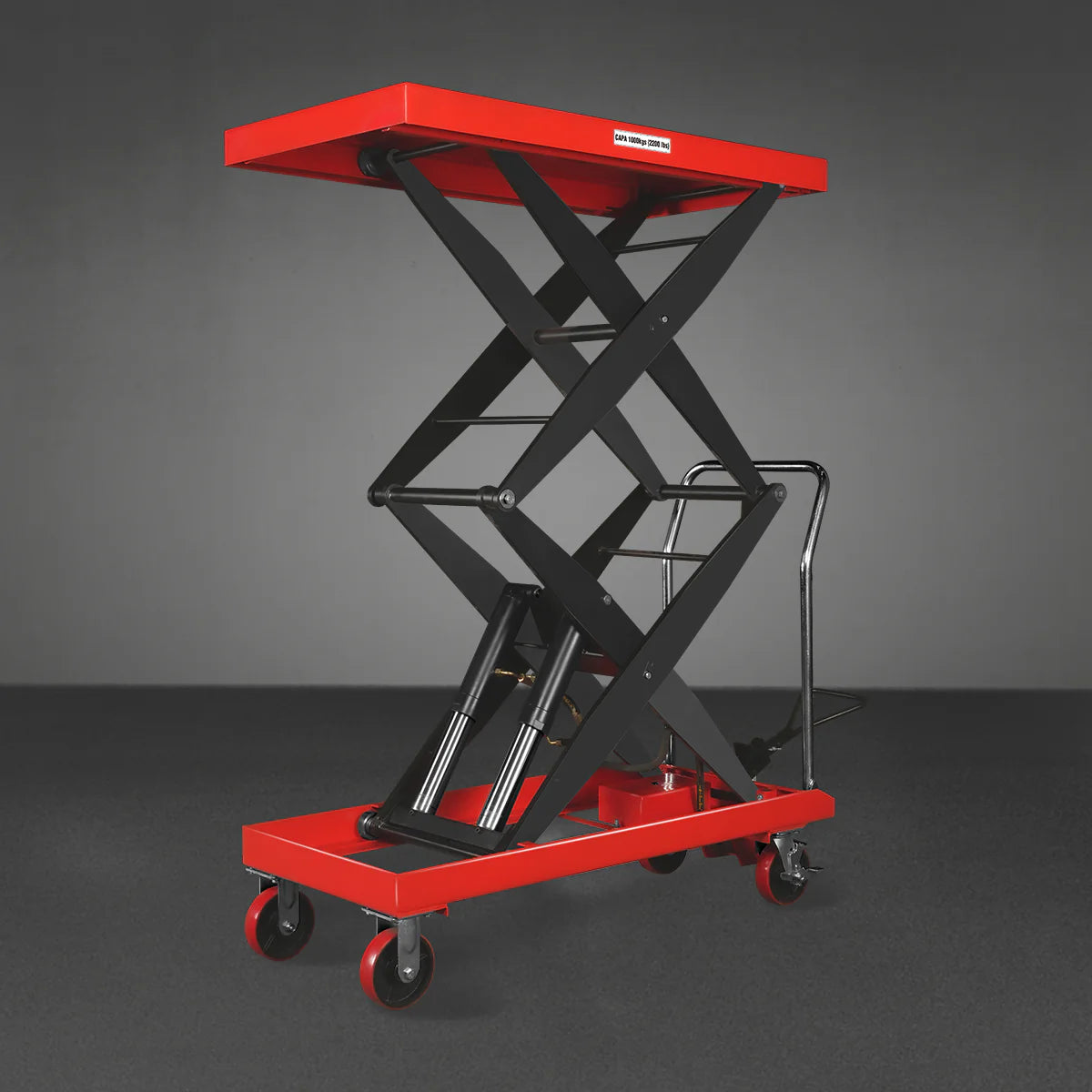 Mobile Double Scissor Lift Table Cart 2200lbs Capacity, Platform Size, 47.2" x 24", Height 66.9" , TFD22