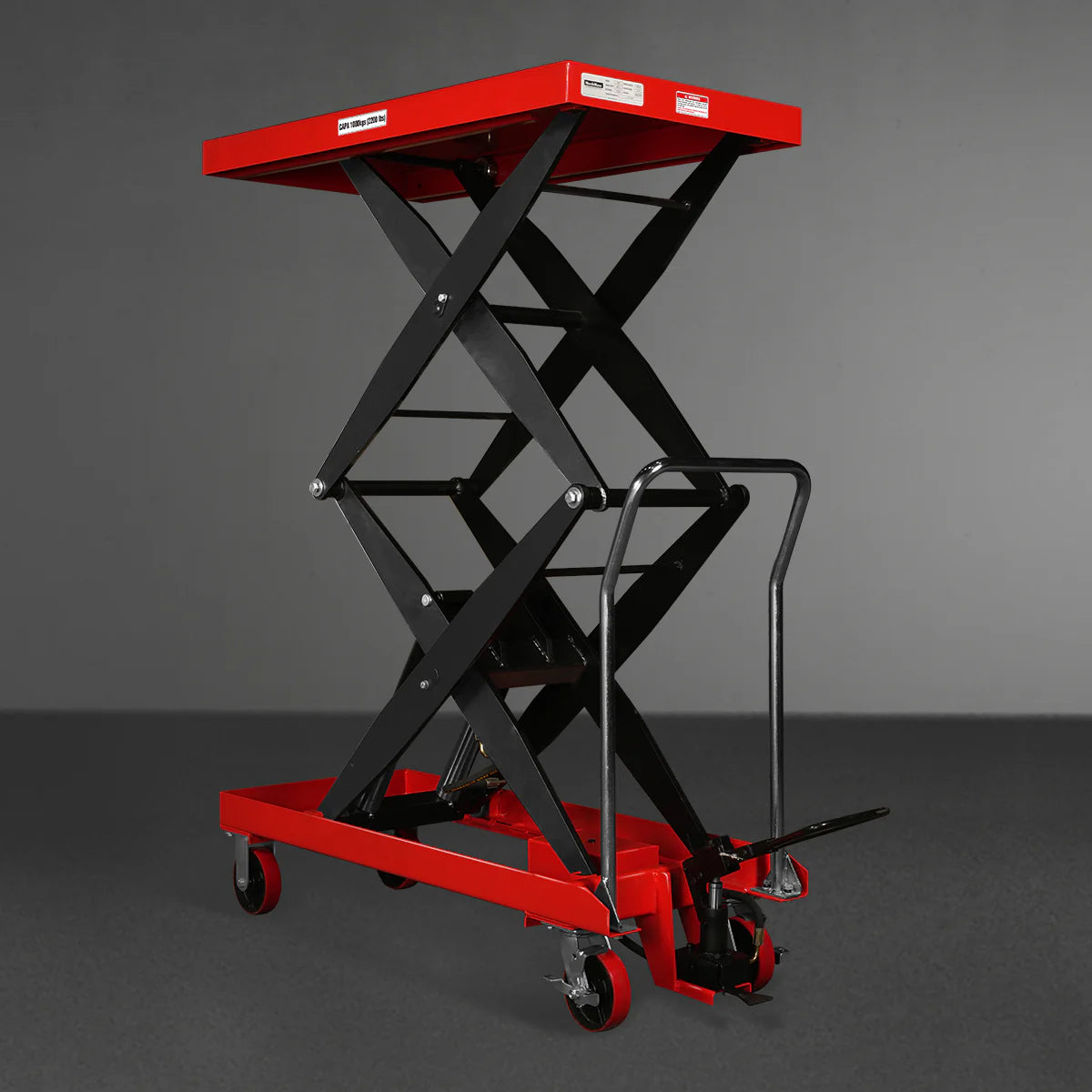 Mobile Double Scissor Lift Table Cart 2200lbs Capacity, Platform Size, 47.2" x 24", Height 66.9" , TFD22
