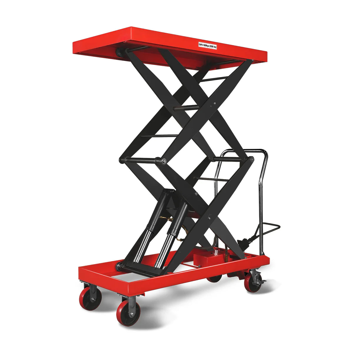 Mobile Double Scissor Lift Table Cart 2200lbs Capacity, Platform Size, 47.2" x 24", Height 66.9" , TFD22