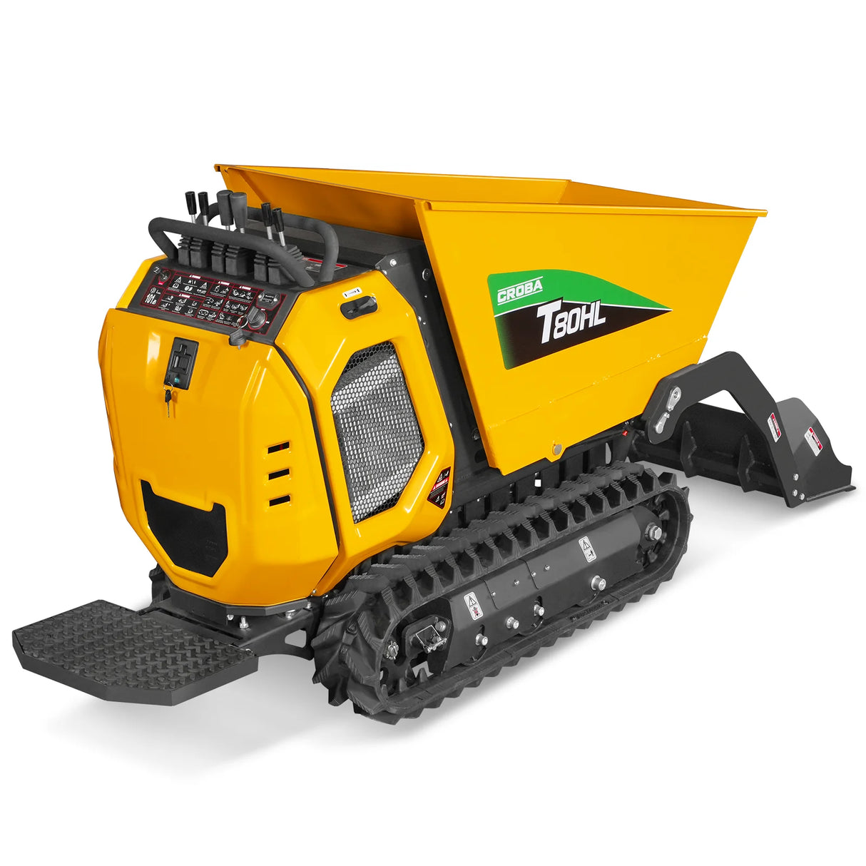 MechMaxx 1100lb 420cc E-start Gas Engine Stand-ON Hydraulic Track Dumper Hydraulic Tipping and Lifting with Self-Loading, T80HL