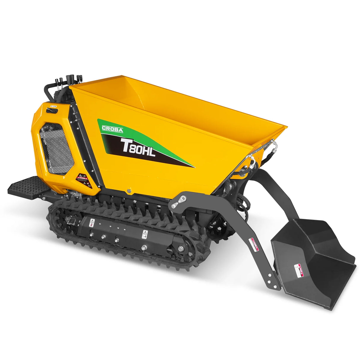 MechMaxx 1100lb 420cc E-start Gas Engine Stand-ON Hydraulic Track Dumper Hydraulic Tipping and Lifting with Self-Loading, T80HL