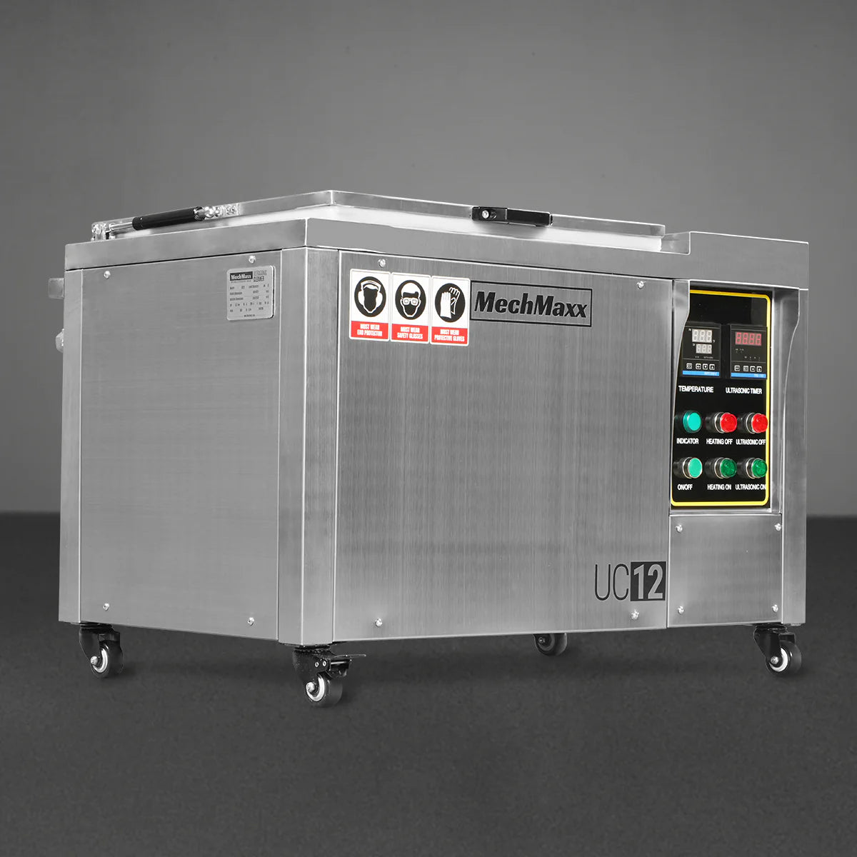 12 Gal / 47 L Heavy Duty Industrial Ultrasonic Parts Washer, 28kHz 9 Transducers , SS304 Tank, 6.6kW Heater, 208–240V 1 Phase Power