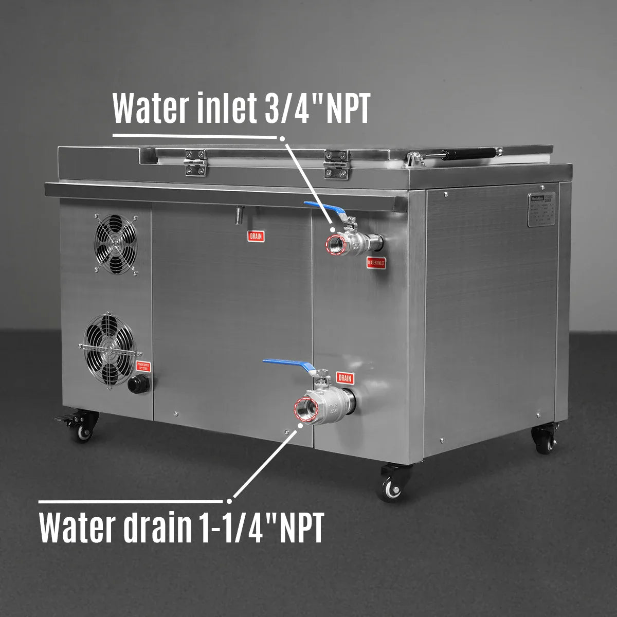 12 Gal / 47 L Heavy Duty Industrial Ultrasonic Parts Washer, 28kHz 9 Transducers , SS304 Tank, 6.6kW Heater, 208–240V 1 Phase Power