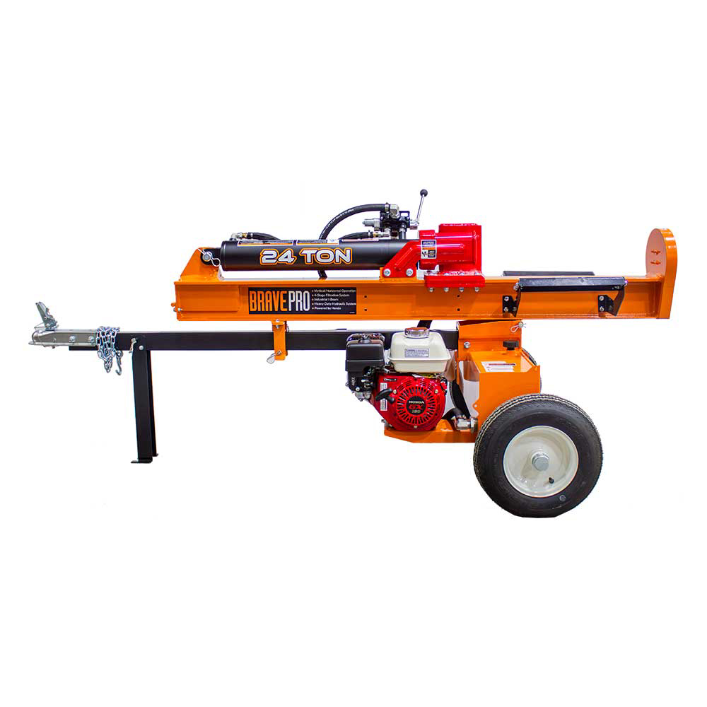 Brave Tow Behind Log Splitter 24-Ton Vertical/Horizontal Portable Gas with Honda GX160