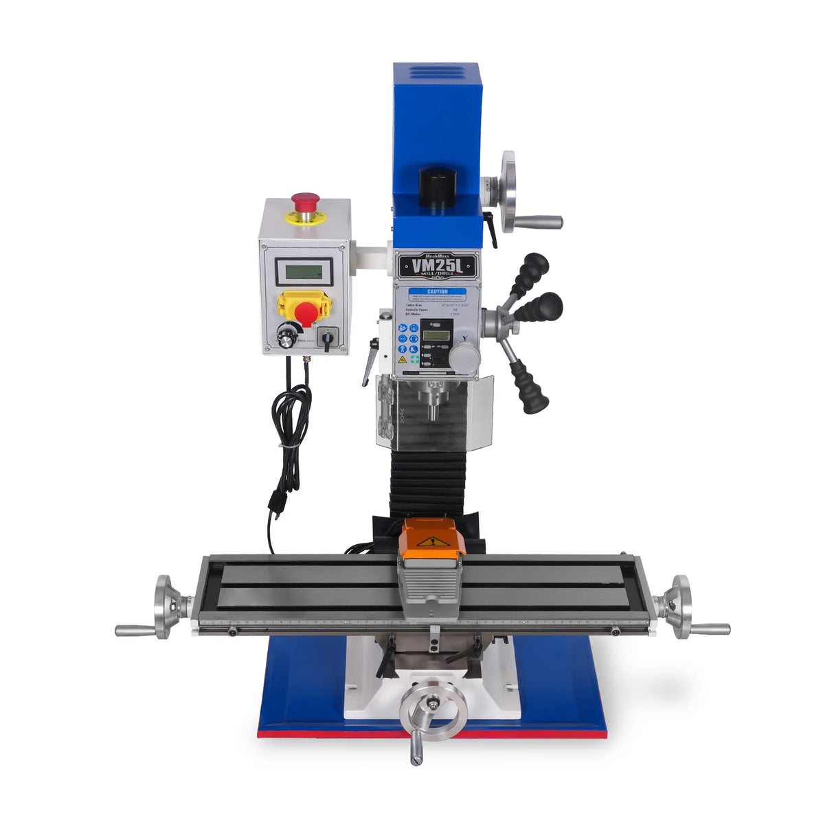 MechMaxx 7‘’ x 27-1/2‘’ Benchtop Mini Mill Drill Machine, Variable Speed, Brshless Motor, R8 Spindle, 1.5 HP, 110V, Compact Milling Drilling Tool for Garage Shop, DIY Metalworking without Stand VM25L