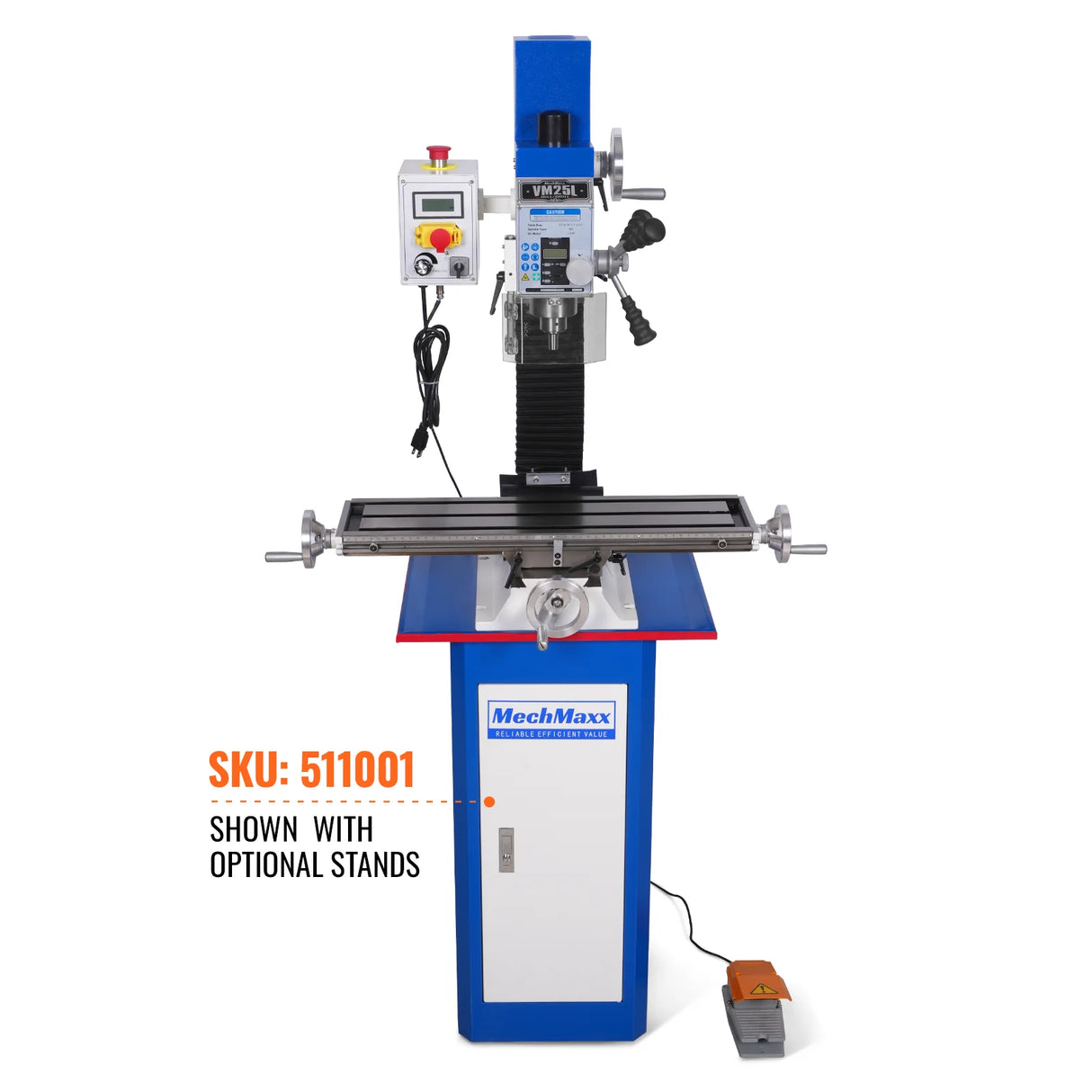 MechMaxx 7‘’ x 27-1/2‘’ Benchtop Mini Mill Drill Machine, Variable Speed, Brshless Motor, R8 Spindle, 1.5 HP, 110V, Compact Milling Drilling Tool for Garage Shop, DIY Metalworking without Stand VM25L