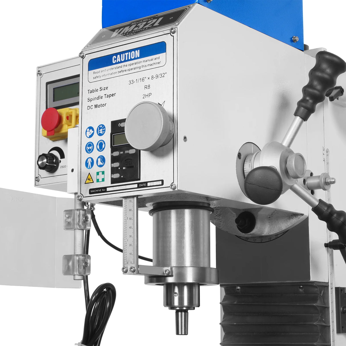 MechMaxx 8-1/4"x33'' Industrial Benchtop Mill Drill Machine Brushless Motor, Variable Speed, R8 Spindle, 2 HP, 110V, Compact Milling Drilling Tool for Garage Shop, DIY Metalworking without Stand VM32L