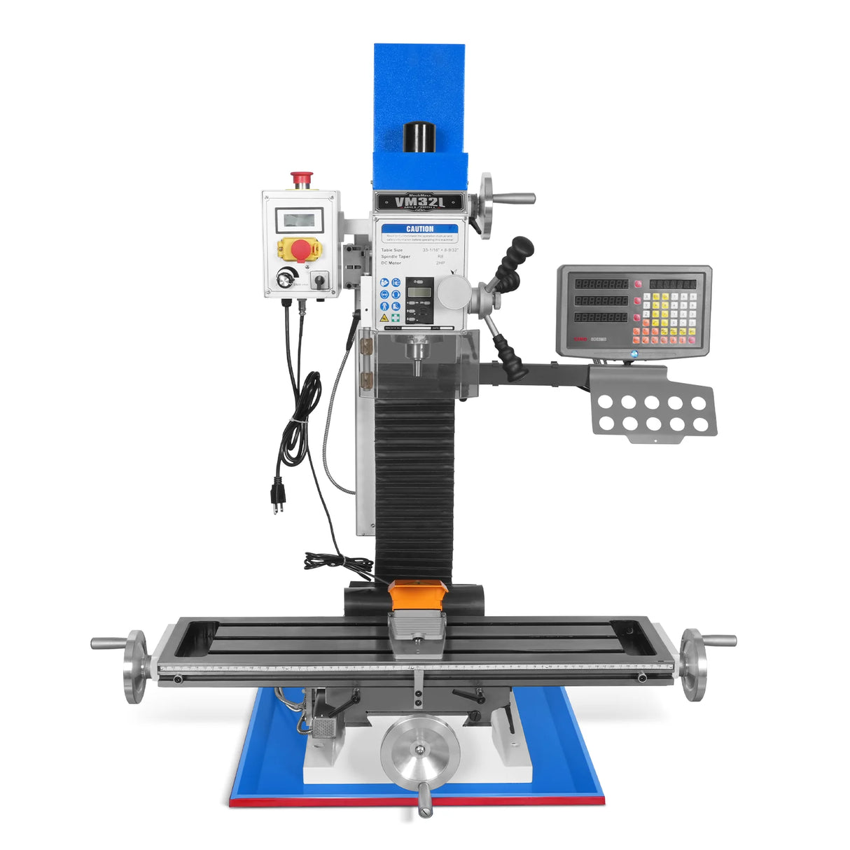 MechMaxx 8-1/4"x33'' Industrial Benchtop Mill Drill Machine with DRO, Variable Speed, Brushless Motor, R8 Spindle, 2 HP, 110V, Compact Milling Drilling Tool for Garage Shop, DIY Metalworking without Stand VM32LD